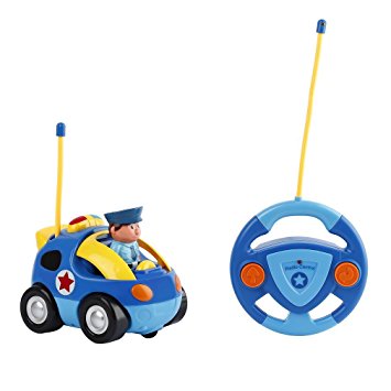 RC Car Toy, YKS RC Cartoon Race Car with Music and Lights Electric Radio Remote Control Car Toy for Baby Toddlers Kids and Children(Blue)