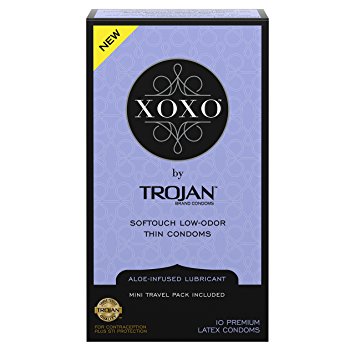 Trojan XOXO Thin Softouch Lubricated Latex Condoms, 10 Count