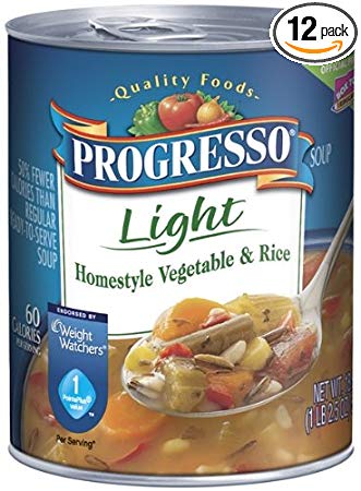 Progresso Light Soup, Homestyle Vegetable and Rice, 18.5 oz, 12 Pack