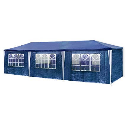 HG® 3m x 9m marquee dome tent made from polyethylene, with steel pipes, 6 removable side panels and 2 entrances, waterproof