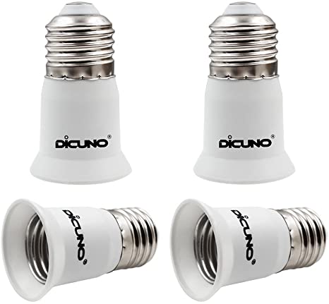 DiCUNO E26 to E26 Socket Extender, E26 to E26 Lamp Bulb Socket Extension, Lamp Holder Adapter (4-Pack)