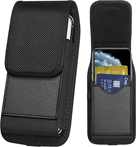 ykooe Cell Phone Pouch Belt Holster Pouch Case for iPhone 11/12/Pro/Max/7/8/Plus Phone Holder Pouch with Belt Loop (Black)