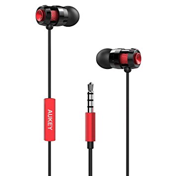 AUKEY Headphones, In-Ear Earbuds with Metal Housing, Ergonomic Comfort-Fit, Built-in Microphone for iPhone, Samsung, Android Smartphones