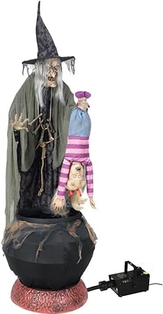 Stew Brew Witch and Child Animated Halloween Decoration