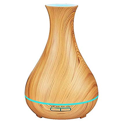 KBAYBO 550ml Aroma Diffuser Essential Oil Diffuser Ultrasonic Air Humidifier with Wood Grain 7-Color LED Night Light for Office Home Spa Yoga (Light Wood Grain)