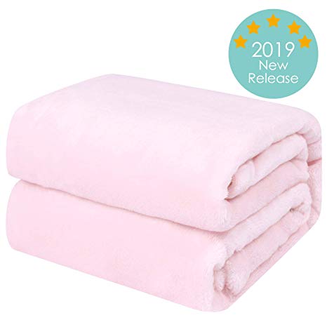 TILLYOU Micro-Fleece Plush Soft Baby Blanket Hypoallergenic Fluffy Warm Toddler Bed/Crib Blanket, Oversized Lightweight Flannel Daycare Nap Blanket/Kids Sleeping/Tummy Time Blanket, 39x47, Pink