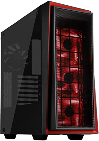 SilverStone Technology RL06BR-GP black and Red Color with Full Tempered-Glass Side Panel and 3 120mm Red LED Intake Fan Cases SST-RL06BR-GP