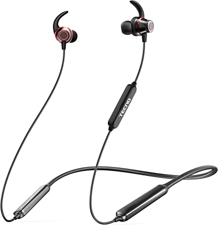 TECNO B1 Bluetooth Headphones, Bluetooth Earbuds Wireless with 38Hrs Playtime, Wireless Bluetooth Headphones for Sports, Sweatproof & IPX5 Waterproof Wireless Headphones（Black）