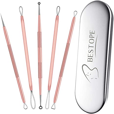 Blackhead Remover, 5 Pack Blackhead Extractor Professional Blackhead Remover Tools, Easy for Pimple Acne Blemish Removal - With Metal Case