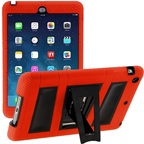 i-Blason ArmorBox 2 Layer Full-Body Case Protection Kick Stand with Built-In Screen Protector for Apple iPad mini with Retina Display (iPadmini2-ABH-Red/Black)