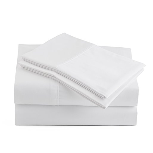 Peru Pima - 415 Thread Count - 100% Peruvian Pima Cotton - Percale - Bed Sheet Set (Full, White)