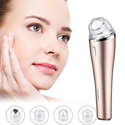 Electric Blackhead Remover,Blackhead Vacuum Removal Tool Facial Nose Pore Cleanser Acne Extractor Kit Skin Peeling Device with 4 Suction Heads for Women and Men