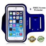 Lifetime Warranty  FREE Screen Protector Premium Eco Friendly Tribe Running iPhone 6  6S PLUS 55 Sports Armband  Also Fits Galaxy S6S5 Note 4  Key Holder Water Resistant Dark Blue
