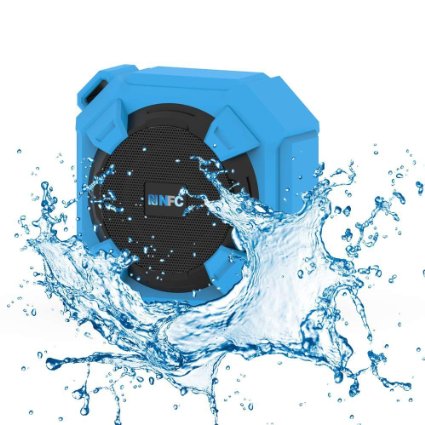 Amuoc Bluetooth Speakers, Portable IP65 Waterproof Outdoor/Shower Bluetooth Speaker Rugged Hi-Def Bass Sound with 10Hr Playtime, Blue