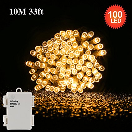 LED Fairy Lights,Tersely 100 LED Battery Operated String Fairy Lights,Indoor/Outdoor Lights Ideal For Bedroom,Wedding,Christmas Tree,Birthday Party - UP to 100 hours use by new batteries(Warm White)