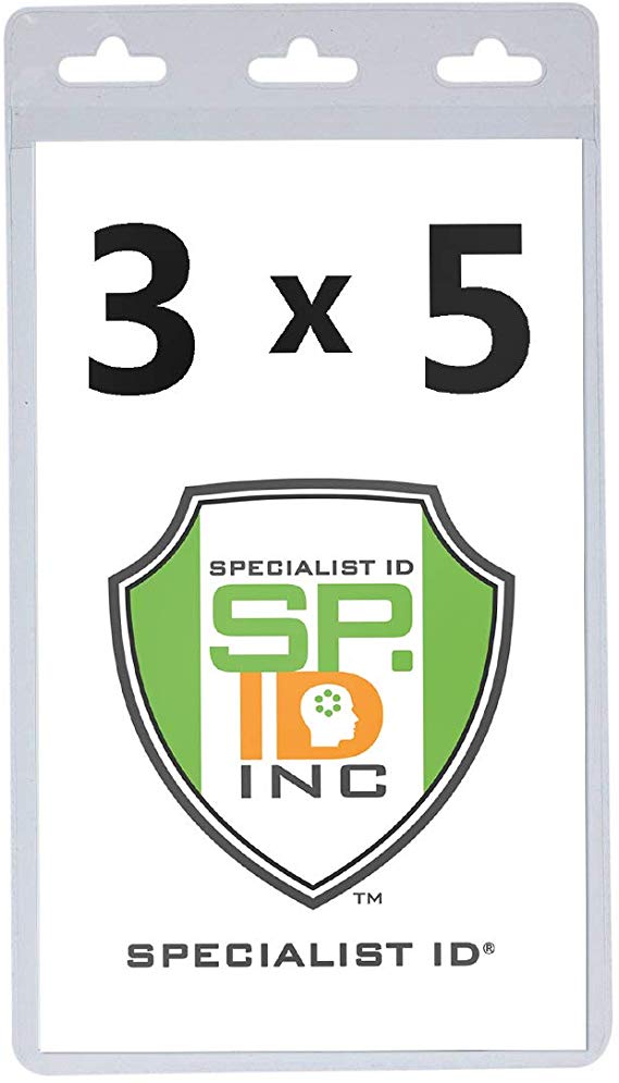 10 Pack - Clear Vertical 3X5 Vinyl Oversized ID Badge or Ticket Holder - 3 X 5 Inches (XL35V) by Specialist ID