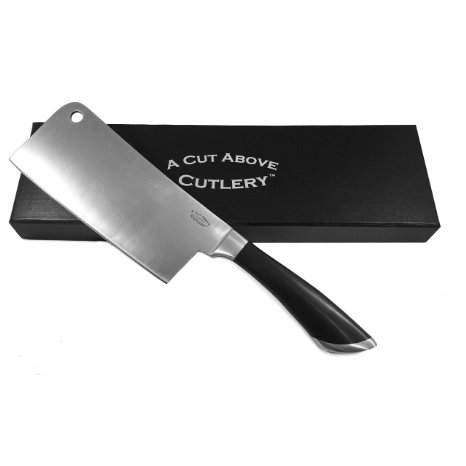 7 Inch Stainless Steel Cleaver From a Cut Above Cutlery - Super Sharp with Comfortable Balanced Handle