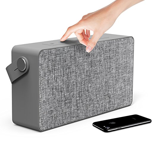 Photive M5 20 Watt Portable Wireless Fabric Bluetooth Speaker with Powerful Subwoofer