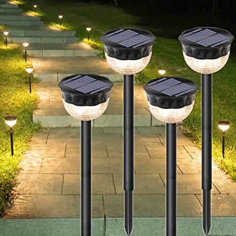 Solar Pathway Lights, Outdoor LED Solar Garden Lights, Waterproof Solar Landscape Lights for Lawn, Patio, Yard, Garden, Path, Walkway, Driveway – 4 Pack