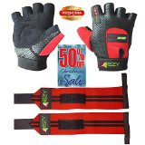 Ezy Fitness Weight Lifting Gloves and Weightlifting Wrist Wraps Set For Men and Women - Premium Money-Saving 2-in-1 Fitness Bundle For Gym and Training - Exercise Gloves For Crossfit Powerlifting Bodybuilding And Heavy Workout - Premium Quality Materials - Sweatproof - Abrasion Proof - Ideal Fitness Bundle for Men and Women - Satisfaction Guaranteed