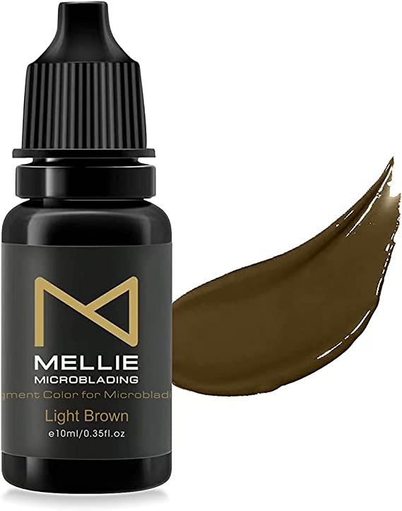Mellie Microblading Pigment – 10 ml/.35fl.oz | Medical Grade | No Mixing | Long Lasting for Professionals Permanent Make Up Supplies (Light Brown)