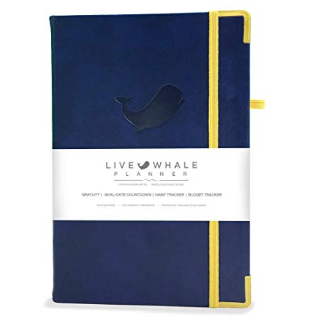 Live Whale Planner - Premium Weekly Planner, Personal Organizer, & Expense Tracker Crafted To Increase Productivity, Track Goals & Achieve Wellbeing. Premium Durability With Thoughtful Details - Blue