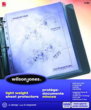 Wilson Jones Light Weight Sheet Protectors, Non-Glare, Clear, Letter Size, Box of 100 (5050511781)