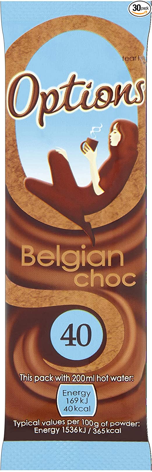 Options Belgian Chocolate Sachets - (Pack of 30 x 11g)