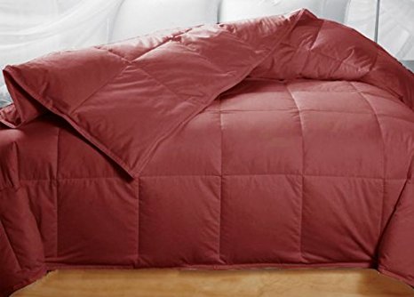 Cranberry Brick Red Colored Feather Down Comforter - Queen Size