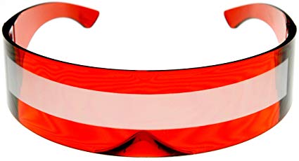 zeroUV - 80s Futuristic Cyclops Cyberpunk Visor Sunglasses with Semi Translucent Mirrored Lens