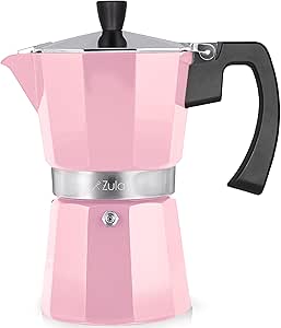 Zulay Premium Moka Pot Espresso - Leak-Proof Stovetop Espresso Maker - Perfect for Authentic Cuban & Italian Style Espresso - Makes 6 Espresso Cups - Pink