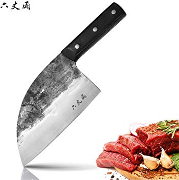 Professional Chinese Traditional Forged Butcher Knife Chef Knife Kitchen Knife Sharp Blade Cleaver Slicer Full Tang Slaughtering Knife Chef's Meat Cleaver High Manganese Steel Hardness Forged Manual K