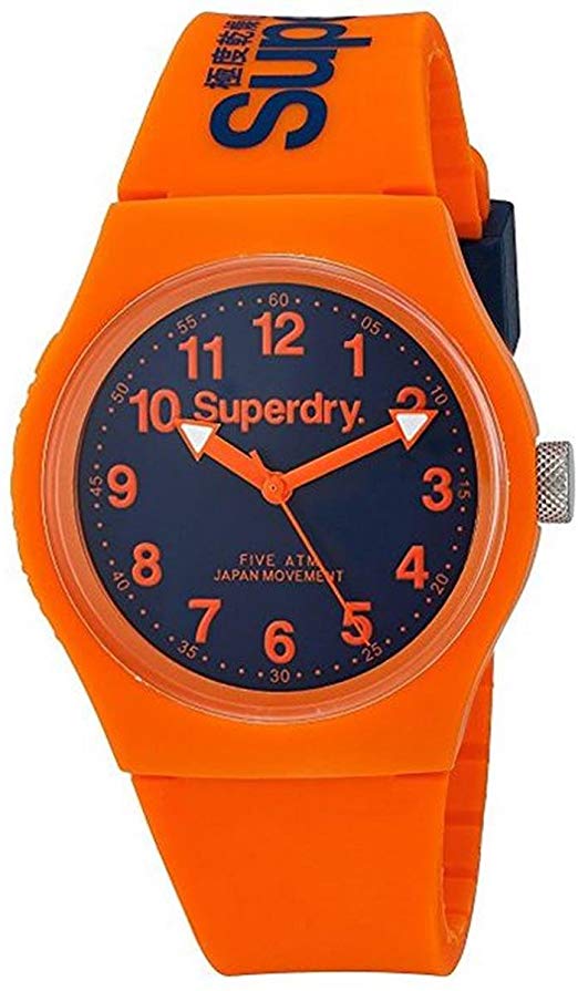 Superdry 'Urban' Quartz Plastic and Silicone Dress Watch, Color:Orange (Model: SYG164O)