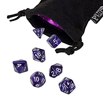 Purple Marble Polyhedral Dice Set | 7 Piece | PRISTINE Edition | FREE Carrying Bag | Hand Checked Quality | Money Back Guarantee