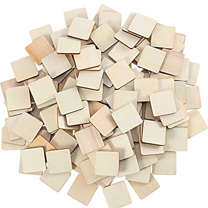 Unfinished Wood Pieces Blank Wood Squares Round Corner Wooden Cutouts for DIY Supplies, Craft, Decoration, Laser Engraving Carving (1 x 1 Inch, 200 Pieces)