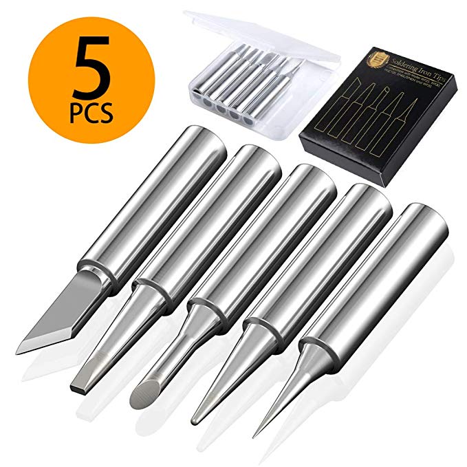 Solder Tips for Weller WLC100, WP25, WP30, WP35, SP40L and SP40N ST Series Soldering Irons Tips Copper-Based, Multi-Electroplated, Better Heat Transfer, OD 0.24" (6.0mm) and ID 0.157" (4.0mm) 5 PCS