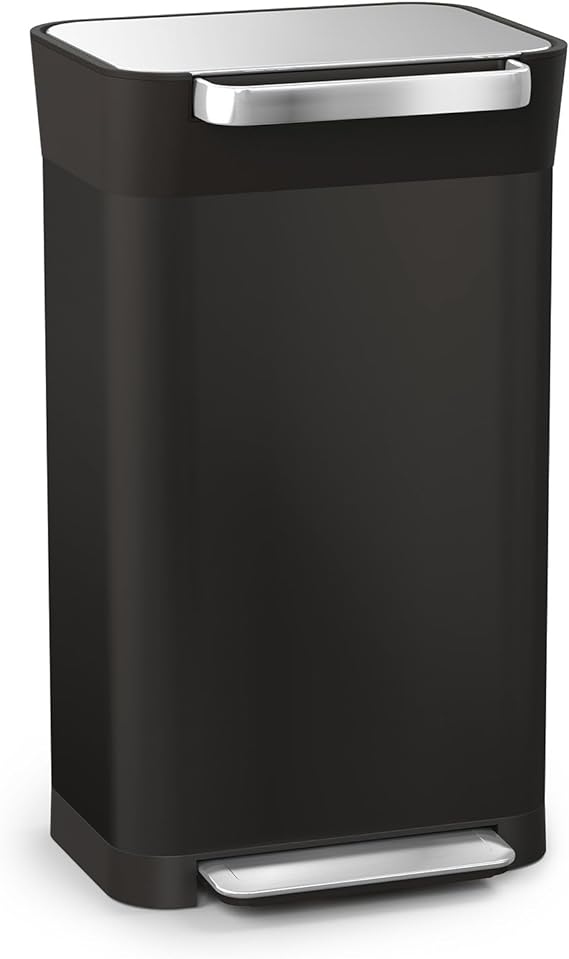 Joseph Joseph Intelligent Waste Titan Trash Can Compactor Kitchen Bin with Odour Filter, Holds Up to 90L After Compaction, Black, 30L