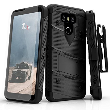 LG G6 Case, Zizo [Bolt Series] with FREE [LG G6 Screen Protector] Kickstand [12 ft. Military Grade Drop Tested] Holster Belt Clip - LG G6