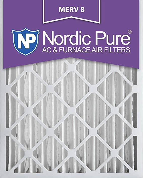 Nordic Pure 16x20x4 (3-5/8 Actual Depth) MERV 8 Pleated AC Furnace Air Filter, Box of 2