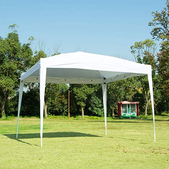 CharaHome 10 x 10 Canopy Tent Pop Up Portable Shade Instant Heavy Duty Outdoor Gazebo White Canopy Tent with Carry Bag for Outdoor Party Wedding Commercial Activity Pavilion BBQ Beach Car Shelter