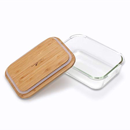 Nummyware Plastic-free Glass Food Container with Sustainable Bamboo Top (1040mL)