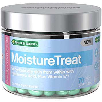 Nature's Bounty MoistureTreat Vitamins, with Hyaluronic Acid   Vitamin E, Skin Care Relief to Hydrate Dry Skin*, 70 Softgels