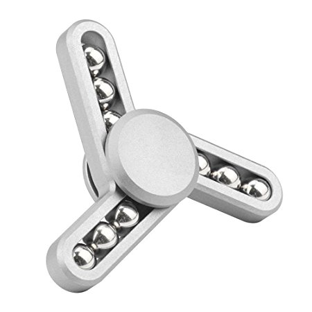 Newest Fidget Spinner Toy, UPMSX Ultra Durable Aluminum Alloy Tri-Spinner, Best Stress Reducer EDC Focus Toy for Kids & Adults (Silver)