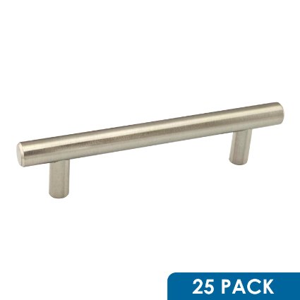 Rok Hardware Contemporary Euro Style SOLID Metal Pull  Handle Brushed Nickel 3-34 96 mm Hole Centers 5-38 Overall Length ROKH1011BN 25 Pack