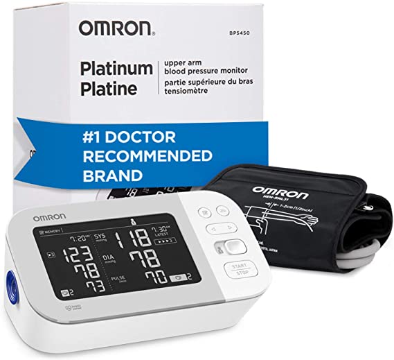 Omron Platinum Blood Pressure Monitor, Premium Upper Arm Cuff, Digital Bluetooth Blood Pressure Machine, Storesup To 200 Readings for Two Users (100 Readings Each)