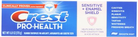 Crest Pro-Health Sensitive with Enamel Shield Smooth Mint Toothpaste 6 oz., (Pack of 4)