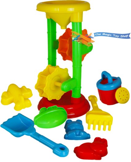 Kids Sand and Water Mill Play Set Sandpit Beach Garden Toy Watering Can Moulds