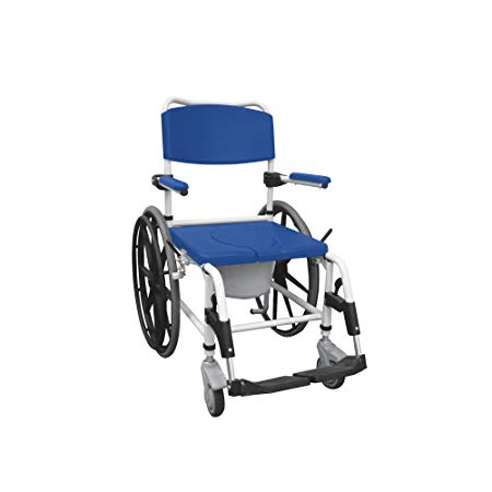 Drive Medical Aluminum Shower Commode Wheelchair, Blue