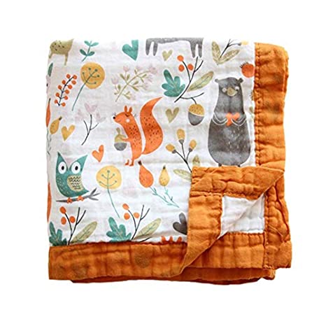 Gauze Bath Towel Soft Newborn, Bamboo Summer Blanket for Toddler 6 Layers Muslin Baby Blanket Toddler Blanket- Large, Ultra-Soft Lightweight for Baby Stroller Blanket (Orange)