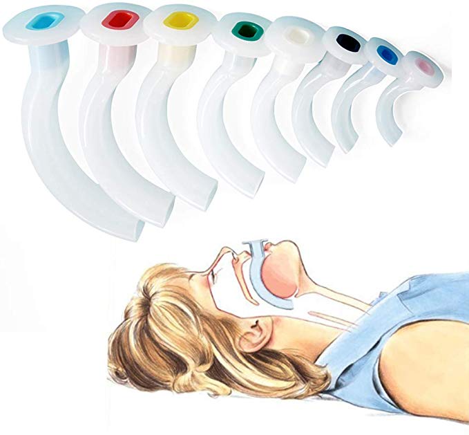 KONMED Multi-color Disposable Oral Airway Tube for First Aid Airway Kit With Plastic Case,8 Pieces,100% Latex-free